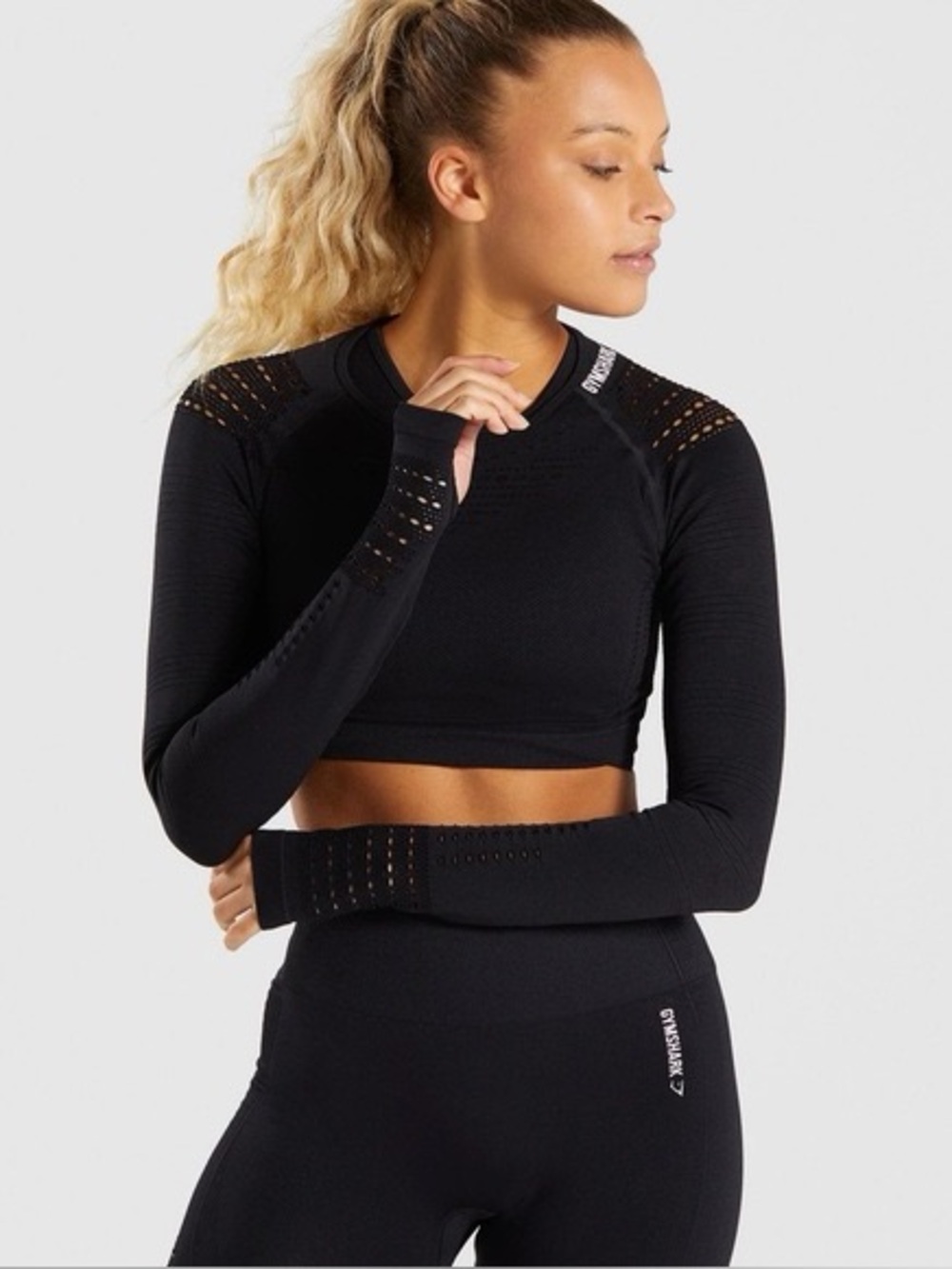 Gymshark Glow Long Sleeve Seamless Workout Crop Top Size M